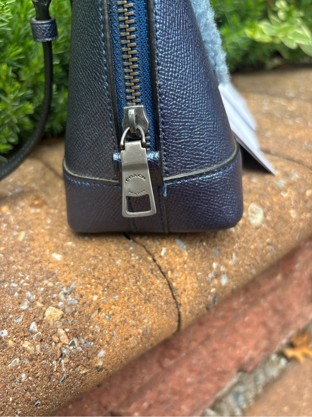 COACH Sierra Bear Satchel Crossbody Bag Blue Crossgrain Leather F22779 - Picture 3 of 16